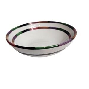 B. Goldsmith CIRCO Deruta Italy Design Bowl Signed Colorful Stripes‎